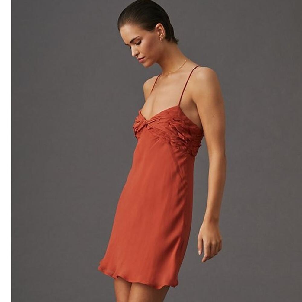 Anthropologie Twist-Front Slip Mini Dress